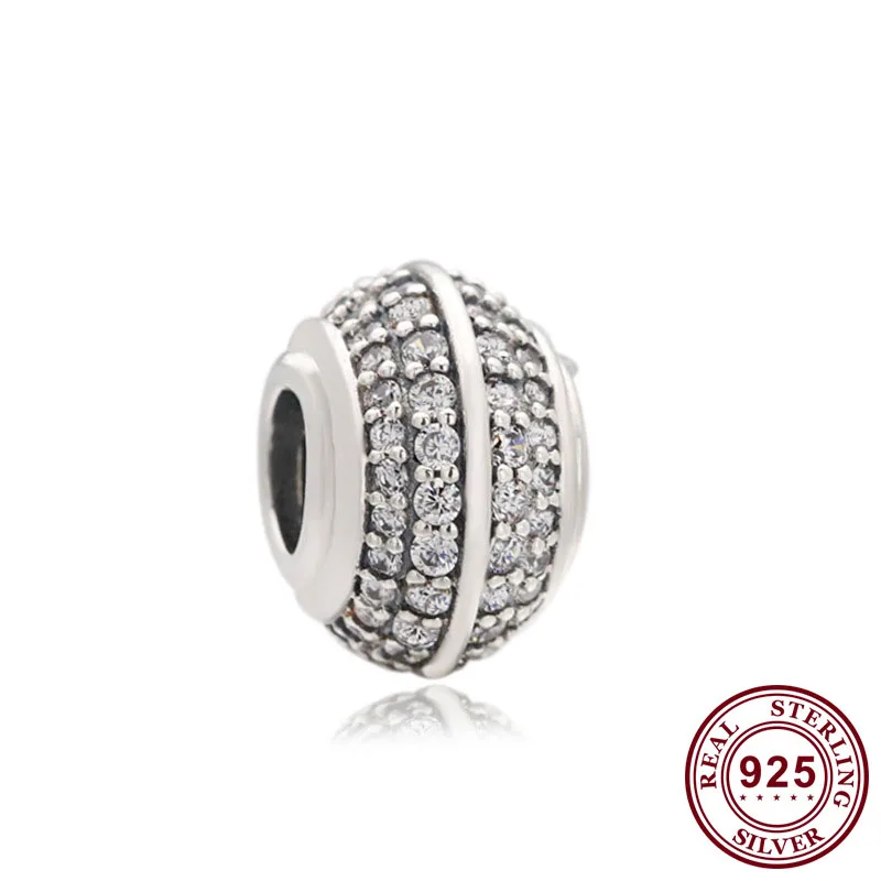 

Original 925 Sterling Silver Bead Glitter With Crystal Fashion Isolation Beads Fit Pandora Women Bracelet & Necklace Diy Jewelry