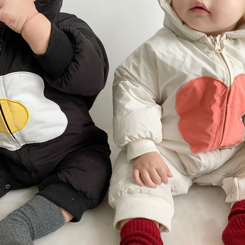 

MILANCEL 2020 Winter Baby Clothes big Heart Infant Boys Romper Girls Outerwear Cotton Filling Outfit