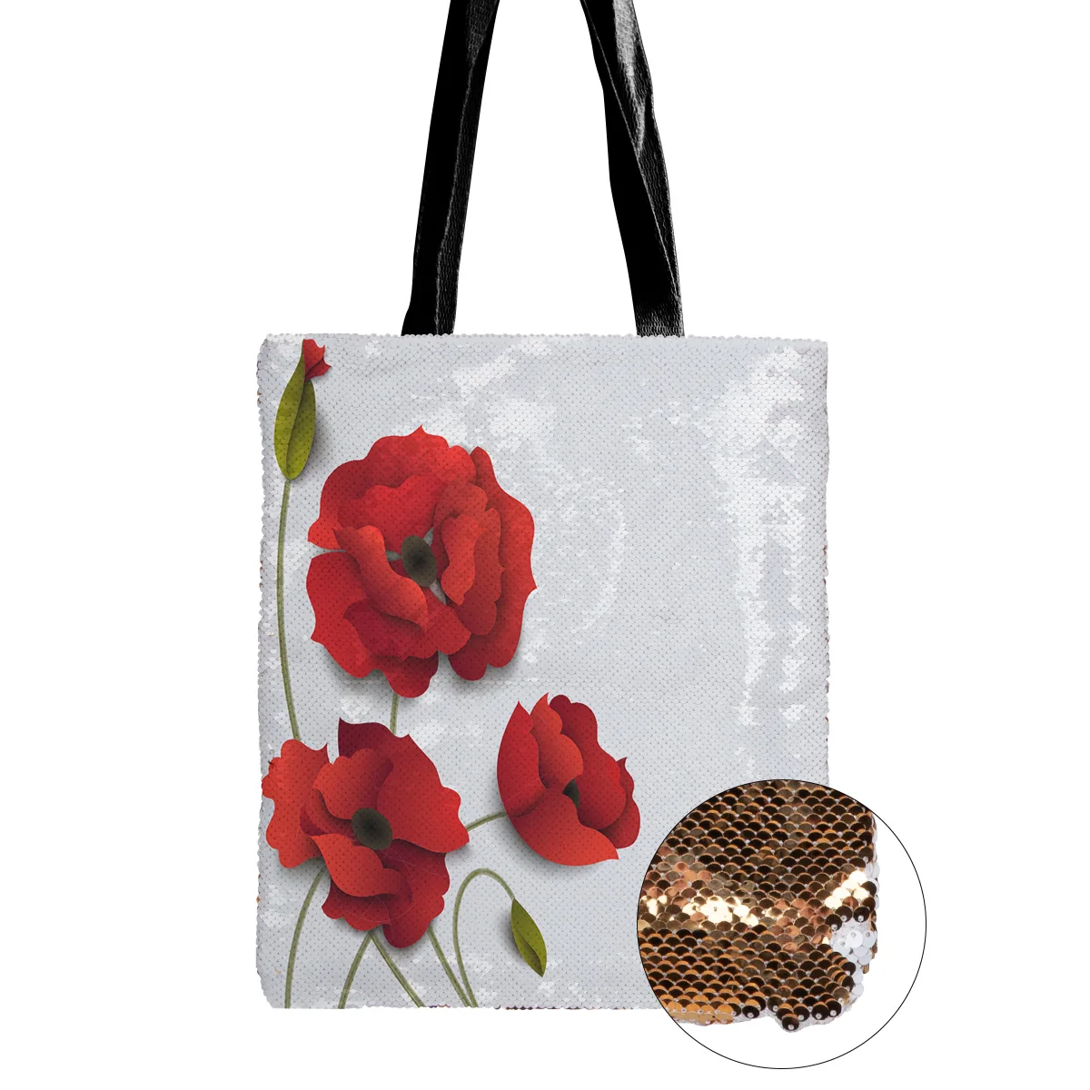 Сумка на плечо с цветком Красного мака сумки одно блестками для женщин