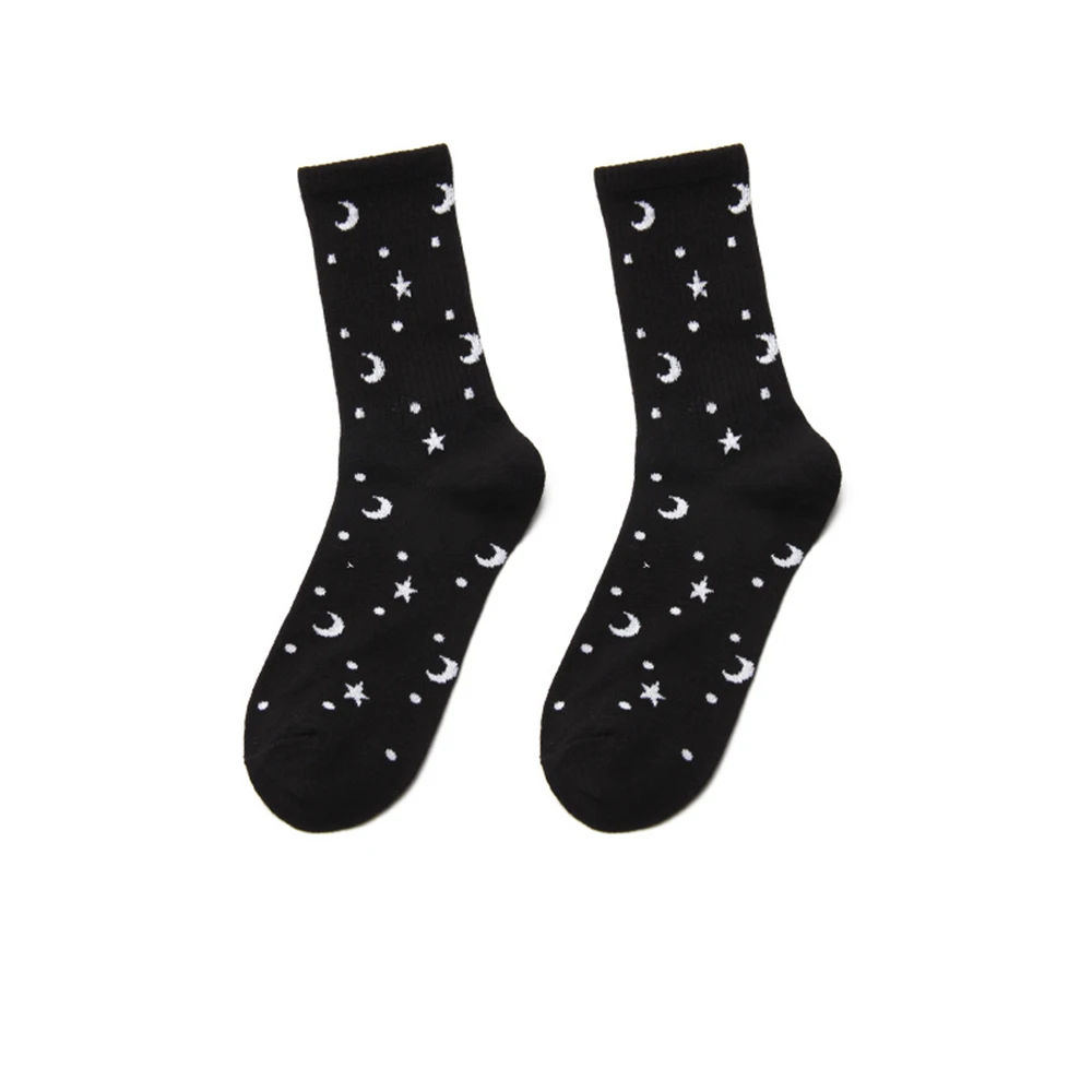 Модные женские носки луна звезда образец Harajuku хлопковые зима осень теплые