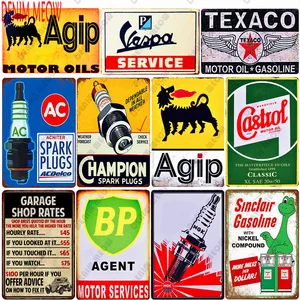 Винтажные свечи зажигания металлические оловянные знаки Vespa моторное обслуживание нефтяного газа железные пластины для гаража паба Клубная художественная живопись постеры домашний декор WY20