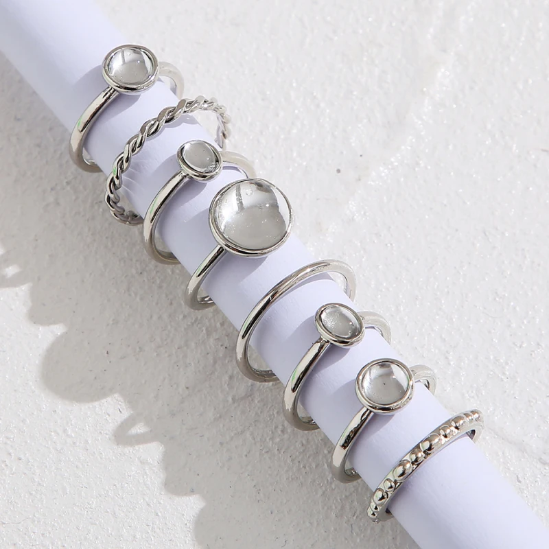 Набор из 7 шарниров с цветными камнями в стиле ретро для женщин креативная модная