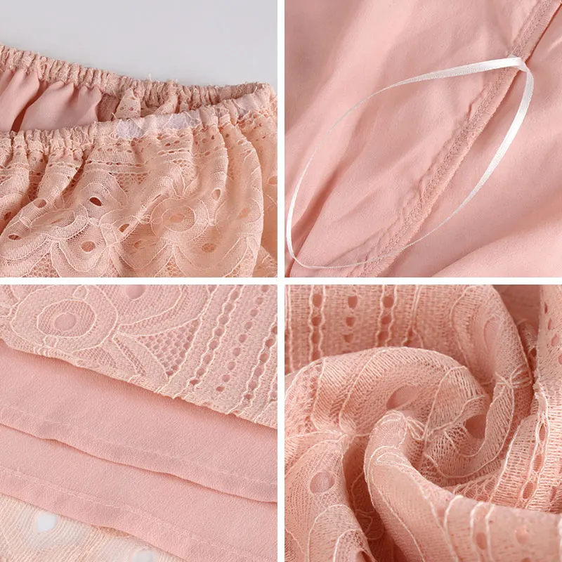 

2021 New Ladies Elegant Summer Lace Off The Shoulder Dress Women Casual Slash Neck Solid High Waist Mid-calf Dress