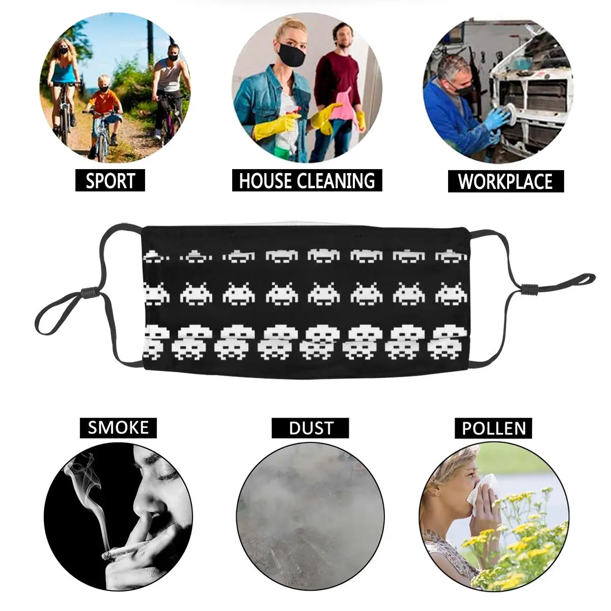 Маска Mascarilla маска Тканевые маски для лица ретро-маска видеоигр закрытие рта