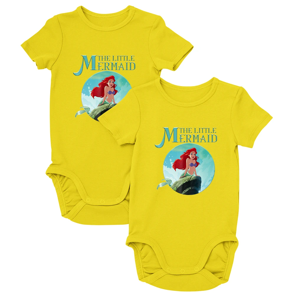 Monos infantiles con dise&ntilde;o de princesa de Disney, productos de verano, para exteriores, para las cuatro estaciones, Color c&oacute;modo, mono de beb&eacute; de 0 a 24M, cuello redondo, novedad de verano-3
