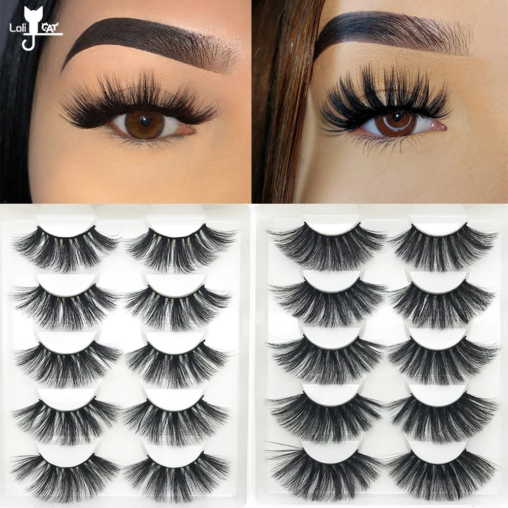 

3/5/8Pairs Short Faux Mink Lashes Makeup Bulk Premium Reusable Natural False Eyelashes Wholesale Soft Fluffy 6d Mink Eyelashes
