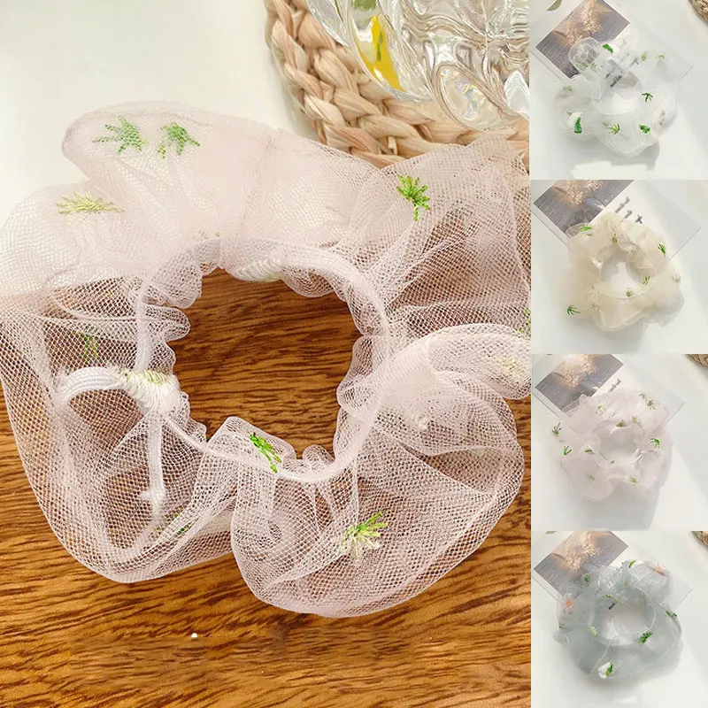 

Hair Ring Rope Daisy Elastic Hair Band Scrunchies Lace Gauze Intestine Hairbands Headdress Transparent Floral Hair Accessories