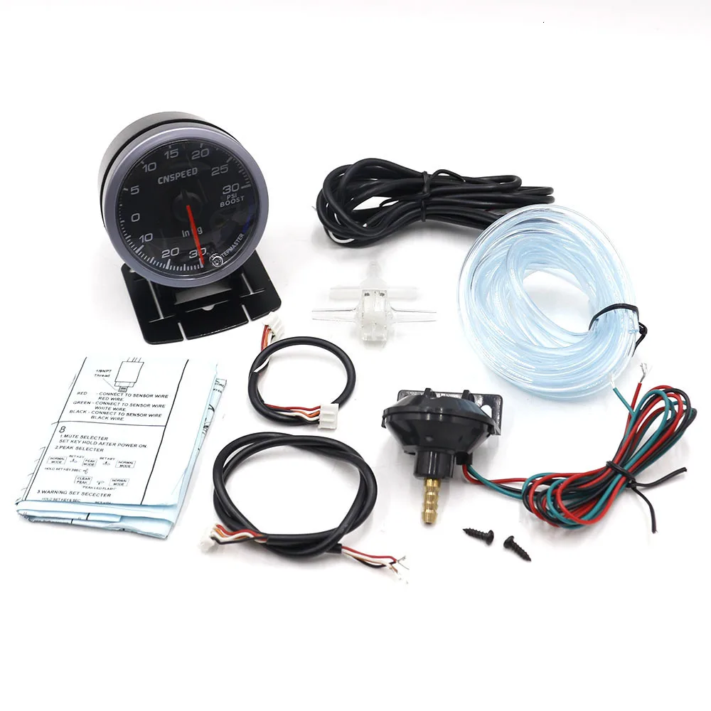 CNSPEED 60 мм Автомобильный турбо Boost Gauge PSI с сенсором черное лицо белое и Янтарное освещение турбо boost метр и Регулируемый контроллер