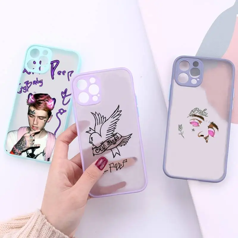 

lil peep Phone Case For iPhone 13 12 11 Mini Pro XR XS Max 7 8 Plus X Matte transparent Purple Back Cover