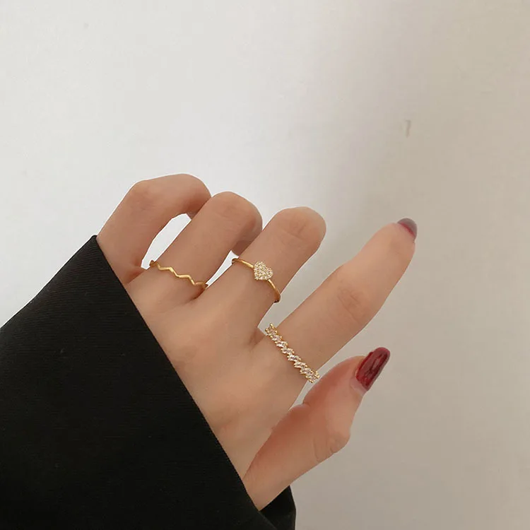 2020 корейские новые простые универсальные кольца с волнистыми сердечками модные