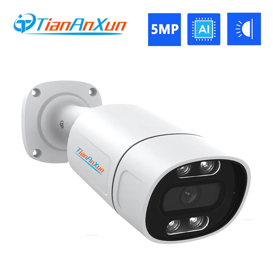 Tiananxun 5Mp Ip Камера Poe 4Mp видеонаблюдения s Открытый Ai Распознавание лиц аудио видео