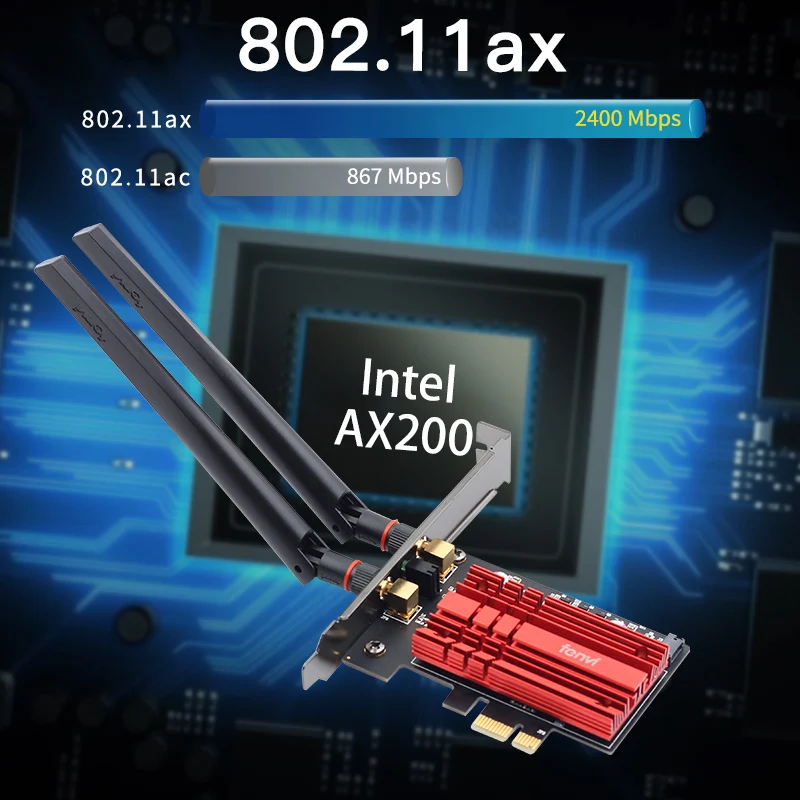 Беспроводной рабочий стол для Intel Wi-Fi 6 AX200 карта Bluetooth 5,0 двухдиапазонный 2400 Мбит/с PCIe Wifi адаптер AX200NGW 802.11ax Windows 10
