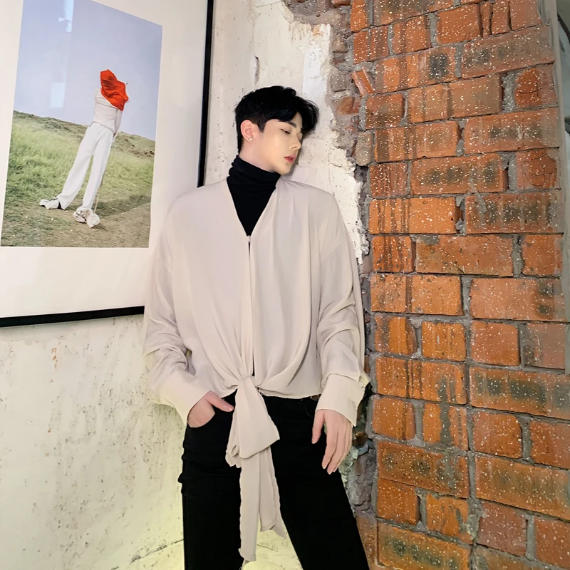 Мужские рубашки на молнии мужские платья кружевная рубашка 2019 осень Новое