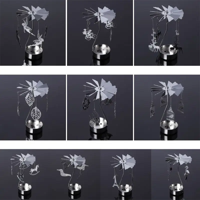 Вращающийся Чай свет лампы в форме свечи металла держатель карусель лошадка для