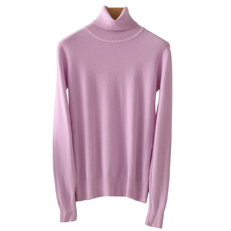 

Autumn and winter women 's high - neck cashmere sweater pure color sets of large size loose knitted sweater