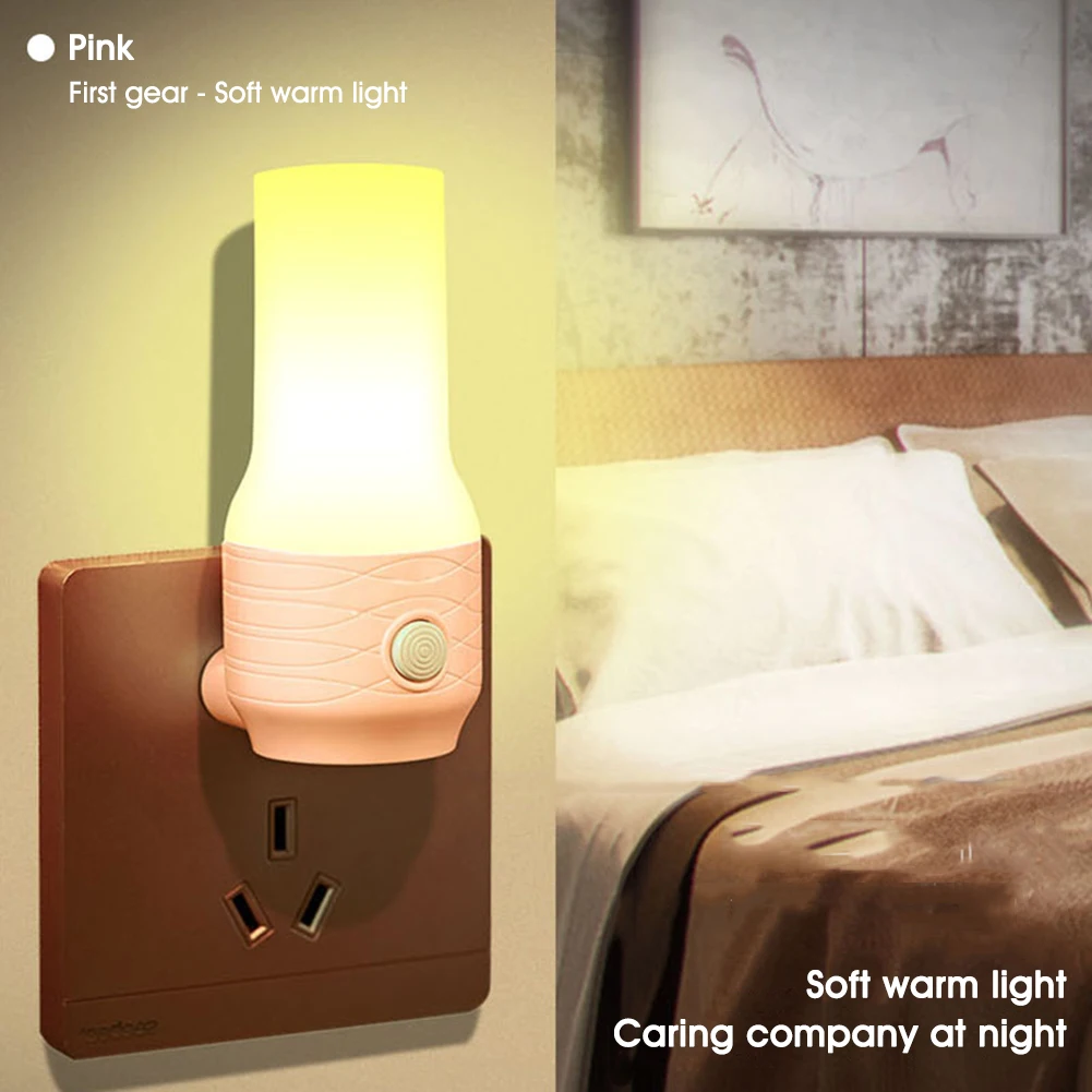

2022 Creative LED Night Light Adjustable Brightness Plug In Dimmable Saving Wall Night Light for Home Decor and Emergency