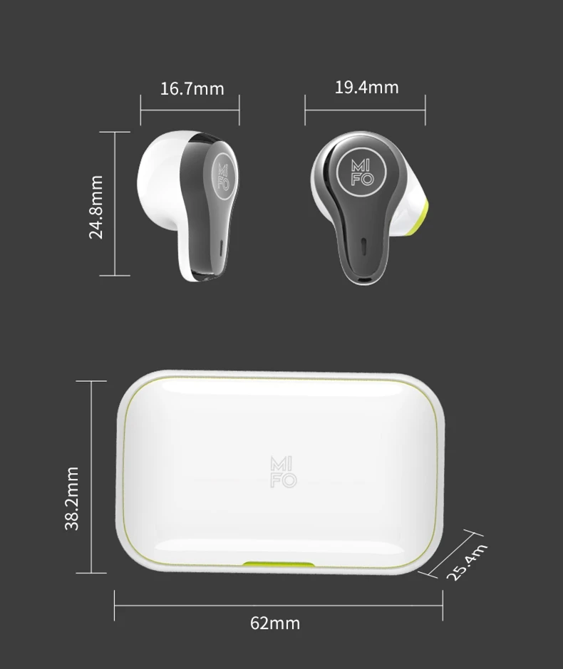 Mifo O3 настоящие беспроводные наушники Bluetooth V5.0 TWS мини-наушники с двойным ухом и зарядным устройством