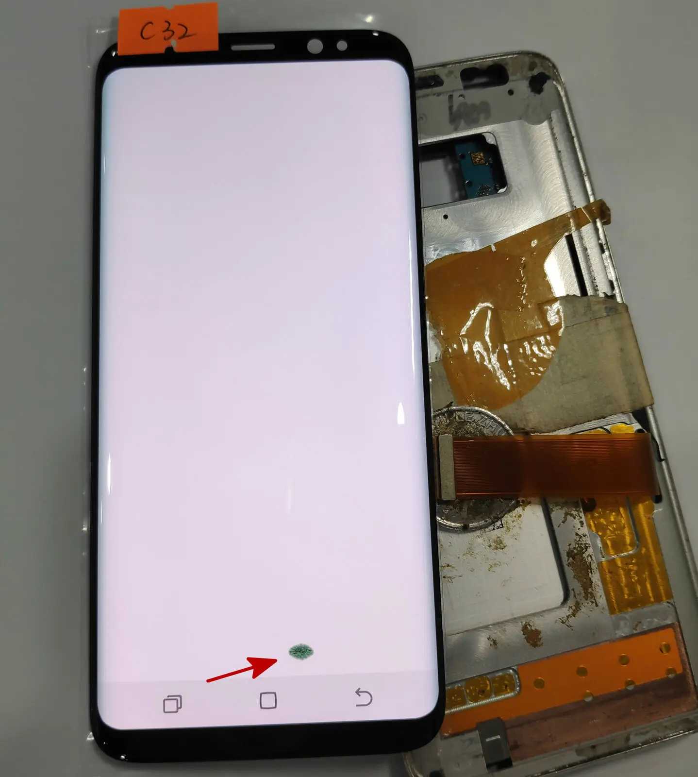C32 no frame Для samsung Galaxy S8 G950 G950F сенсорный стеклянный экран ЖК-дисплей дигитайзер сборка Замена с черным пятном - Цвет: C32 no frame