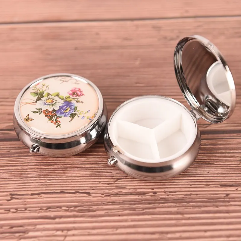 

Складной портативный контейнер для таблеток, круглый контейнер для хранения таблеток, металлический контейнер для таблеток, органайзер дл...