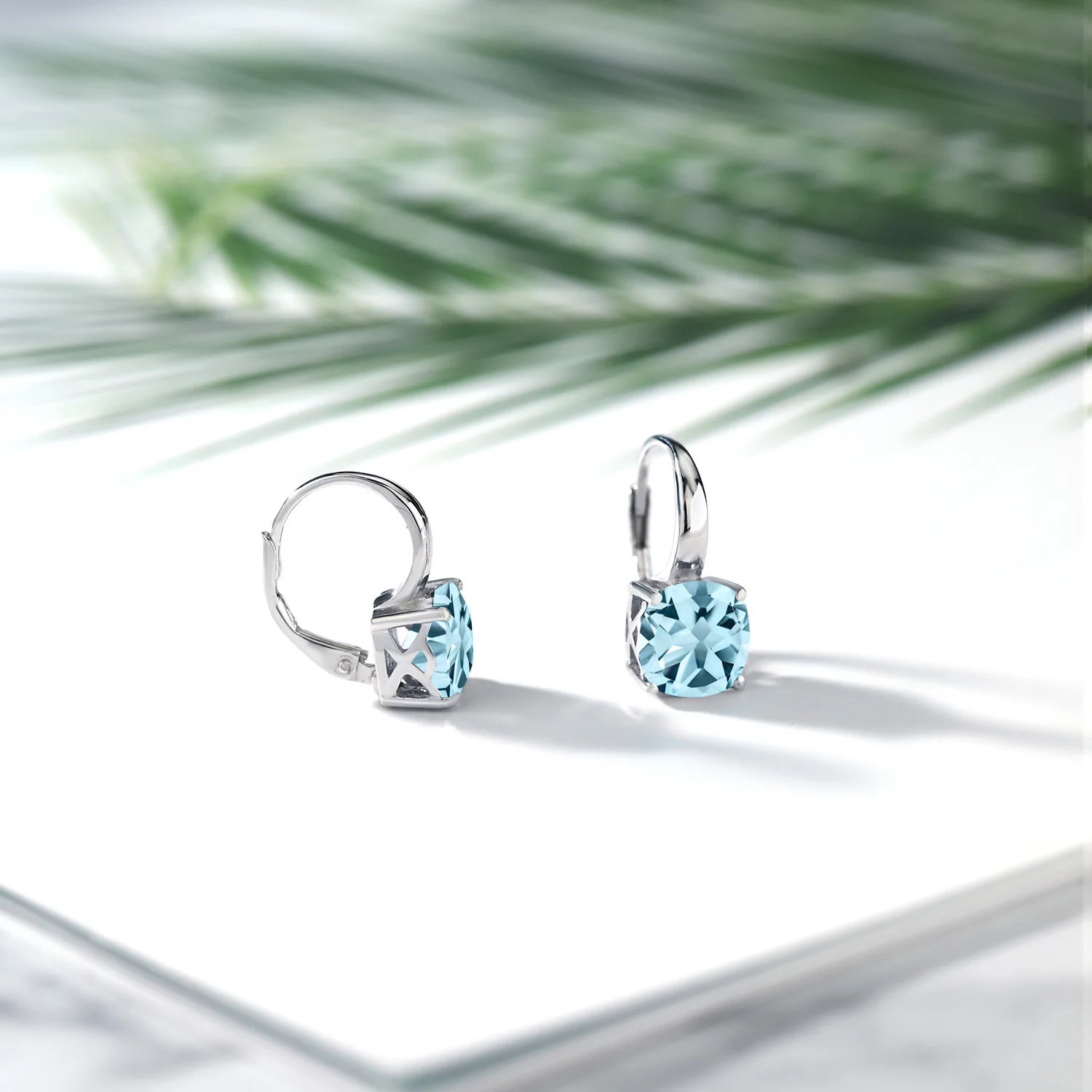 GemStoneKing 5,48 Ct подушка Небесно Голубой топаз 925 пробы Серебряные Элегантные серьги для женщин хорошее ювелирное изделие