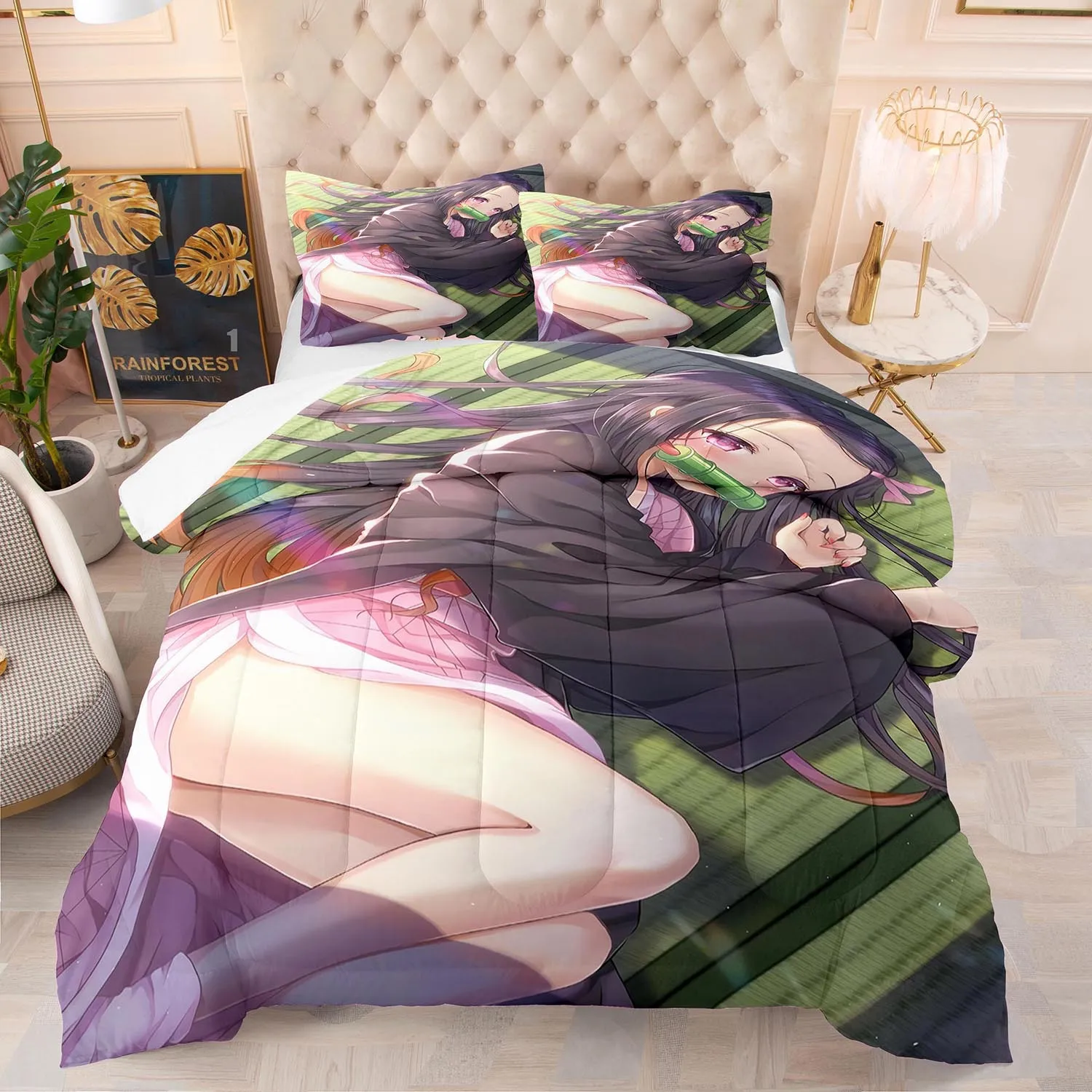 Anime Kochou Shinobu Kamado Nezuko Cosplay Duvet Cover Cartoon Bedding Sets Bed Set Quilt Comforter Covers Home Textiles | Дом и сад