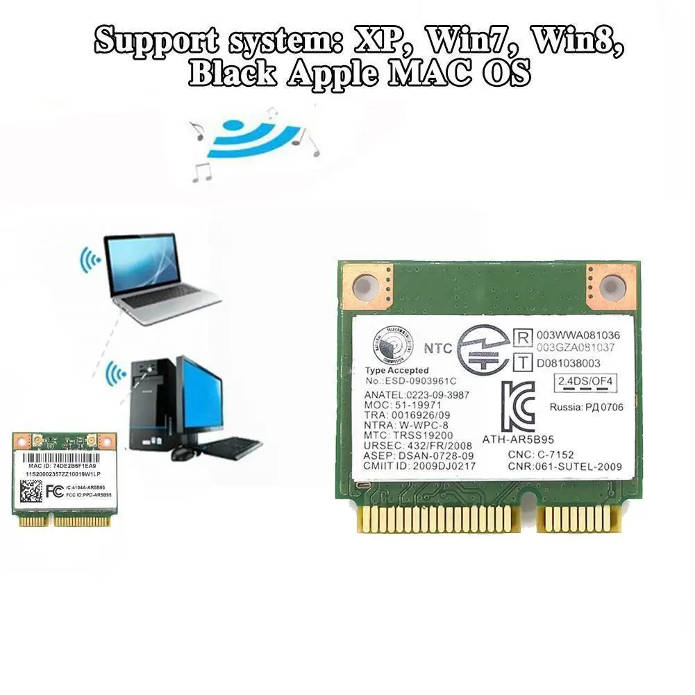 

1 Pcs Wireless Network Card For Z370 Y460 Y46 G470 Z560 Built-in Wireless Network Card For Xp Win7 Win8 Black A7f3
