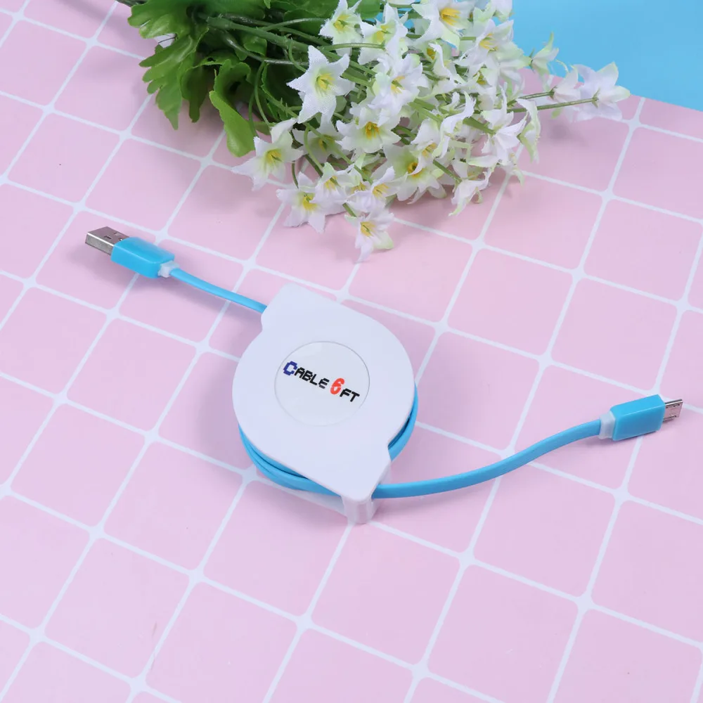 

2m USB Charging Cable Retractable Type-C Fast Charging Cord Portable High Charger Cable for Phones (Black)