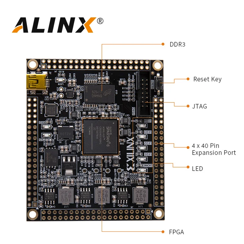 ALINX SoM AC616B: Xilinx Spartan 6 XC6SLXLX16 FPGA System на модуле|Демонстрационные стенды| |