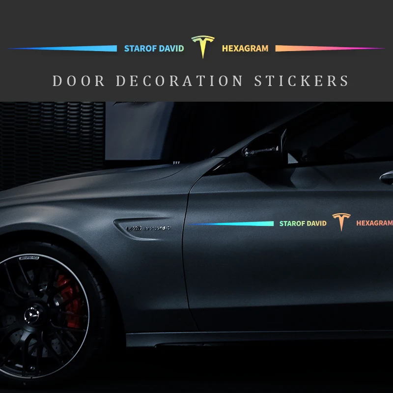 

Car Laser Stickers For Tesla Model 3 X S Y 2017 Auto Vinyl Film Door front glass sticker Creative Reflective Decoration Decal