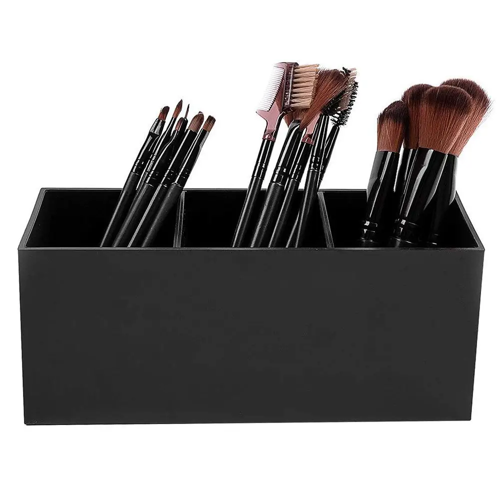 Настольный держатель для кистей макияжа органайзер 3 слота акриловый чехол