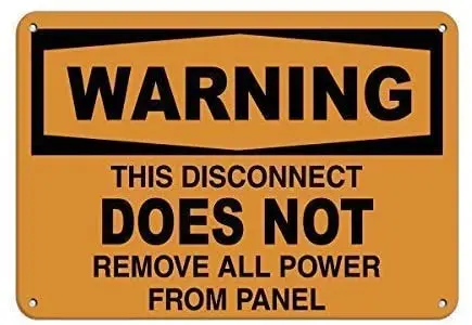 

Crysss Warnzeichen Warnung Diese Trennen Nicht Entfernen Alle Power von Panel Road Zeichen Business Zeichen 8X12 Zoll Aluminium