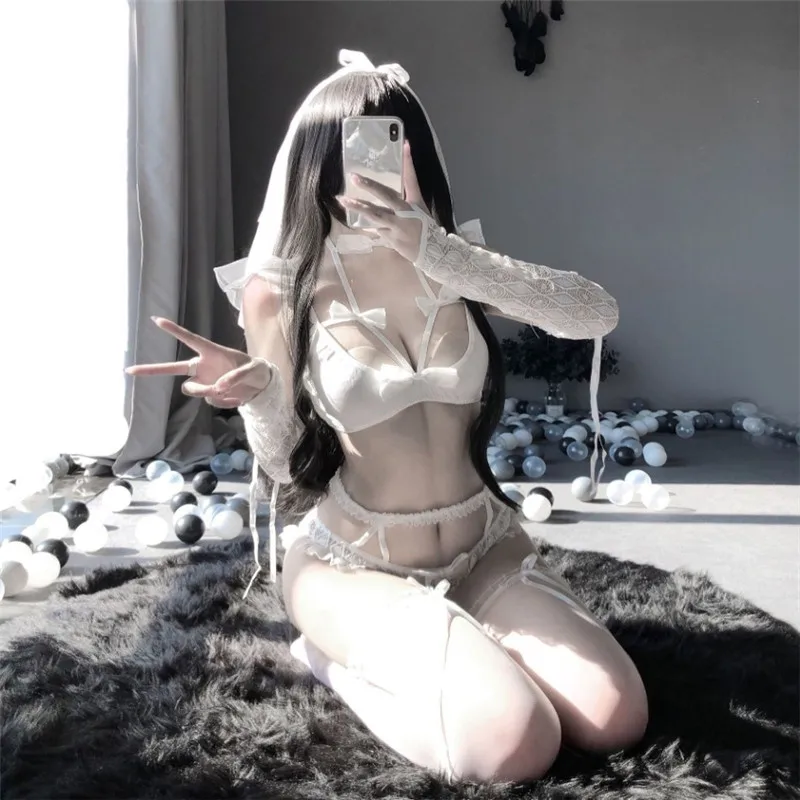 Пикантные женские свадебные туфли косплей костюм нижнего белья кружевной