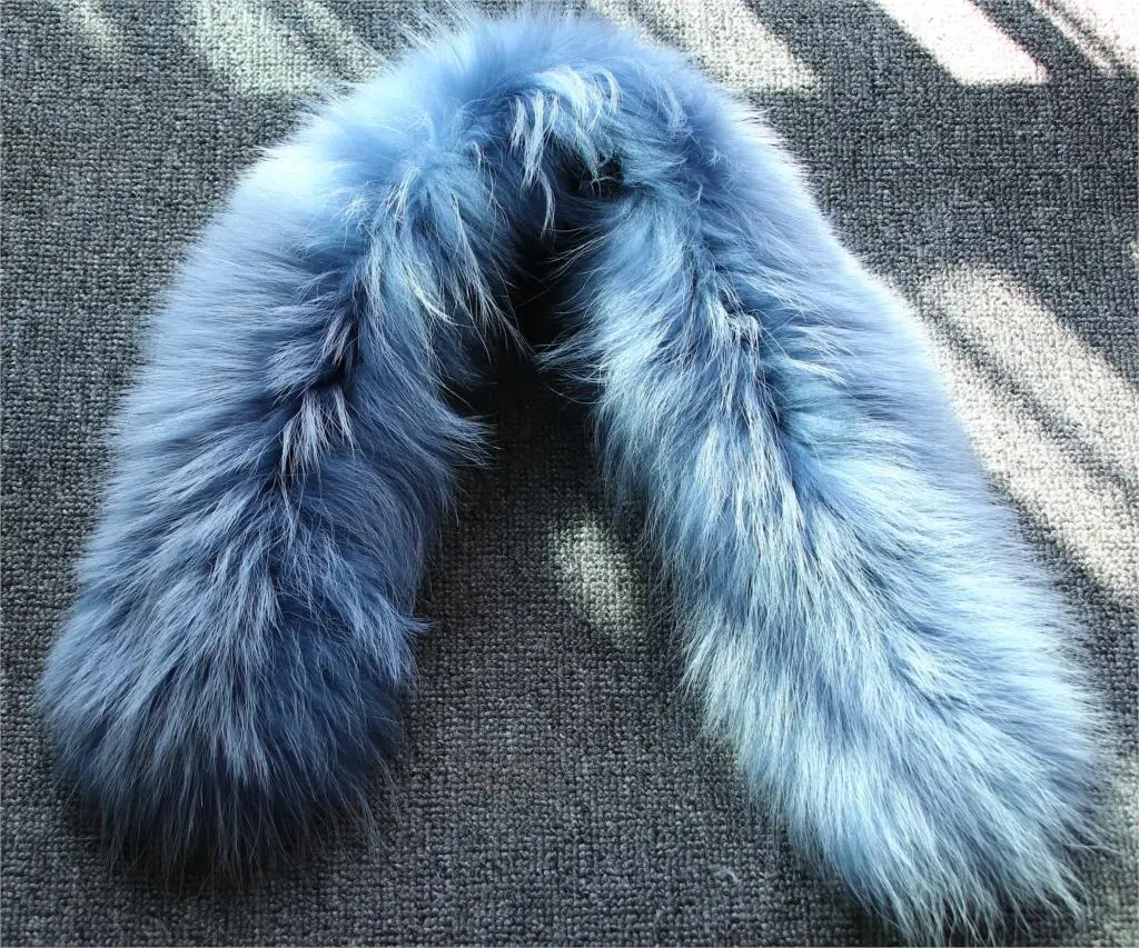 ZDFURS* натуральный меховой воротник для парки Роскошная Верхняя одежда натуральный теплый шарф женский большой мех енота Шарфы мужские куртки 75 см - Цвет: 12