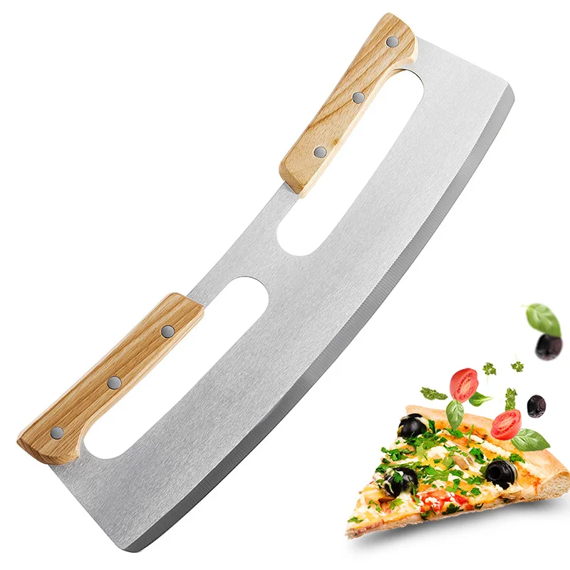 

Pizza Cutter with Wooden Handles Stainless Steel Pizza Slicer Wheel Kitchen Tool For Home Event Party SCIE999