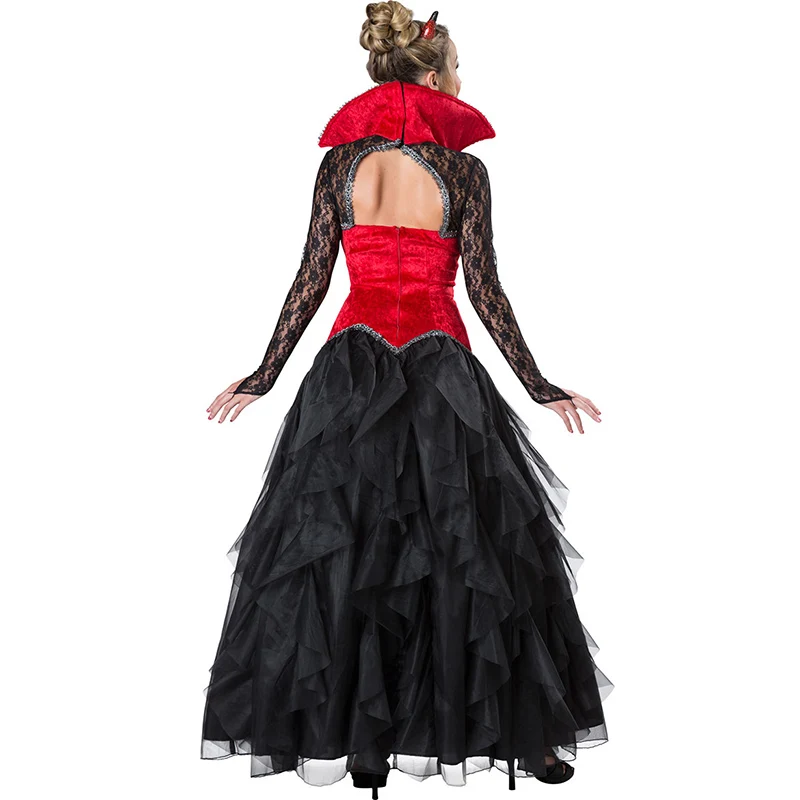 

Halloween Women Queen Costume Cosplay Long Dress Elegant Female Queen Of Disguise Party Role Play