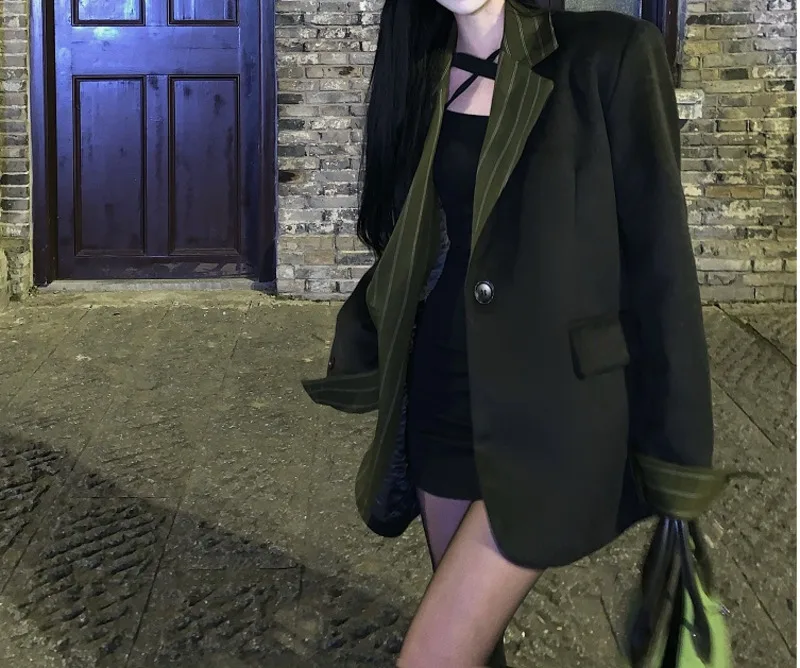 Korean suit coat female autumn and winter design sense of high chic Street medium long Rachel |