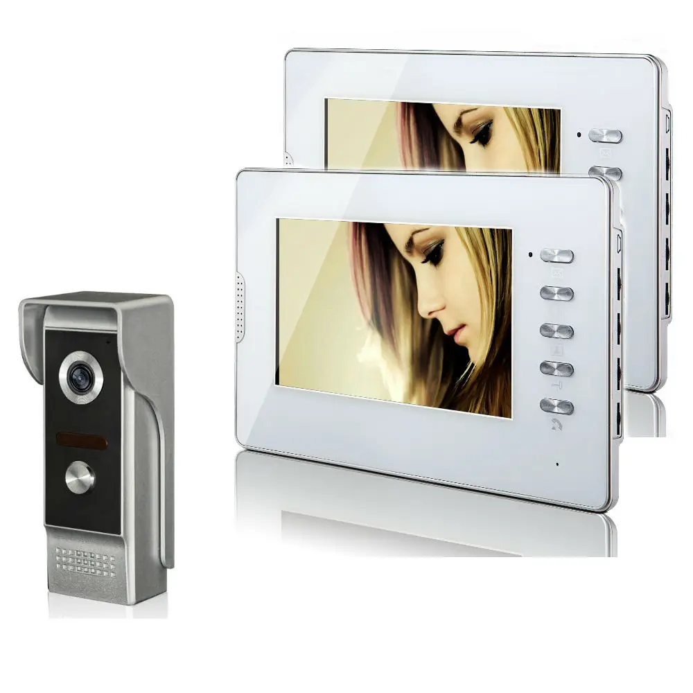 7'' LCD Screen Wired Video Door Phone System Visual Intercom Doorbell Indoor Monitor 700TVL Outdoor IR Camera Night View