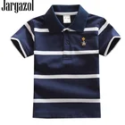 Рубашка поло Jargazol детские летние рубашки с короткими рукавами Топы в полоску для мальчиков, детская одежда модная одежда костюм Поло для маленьких мальчиков