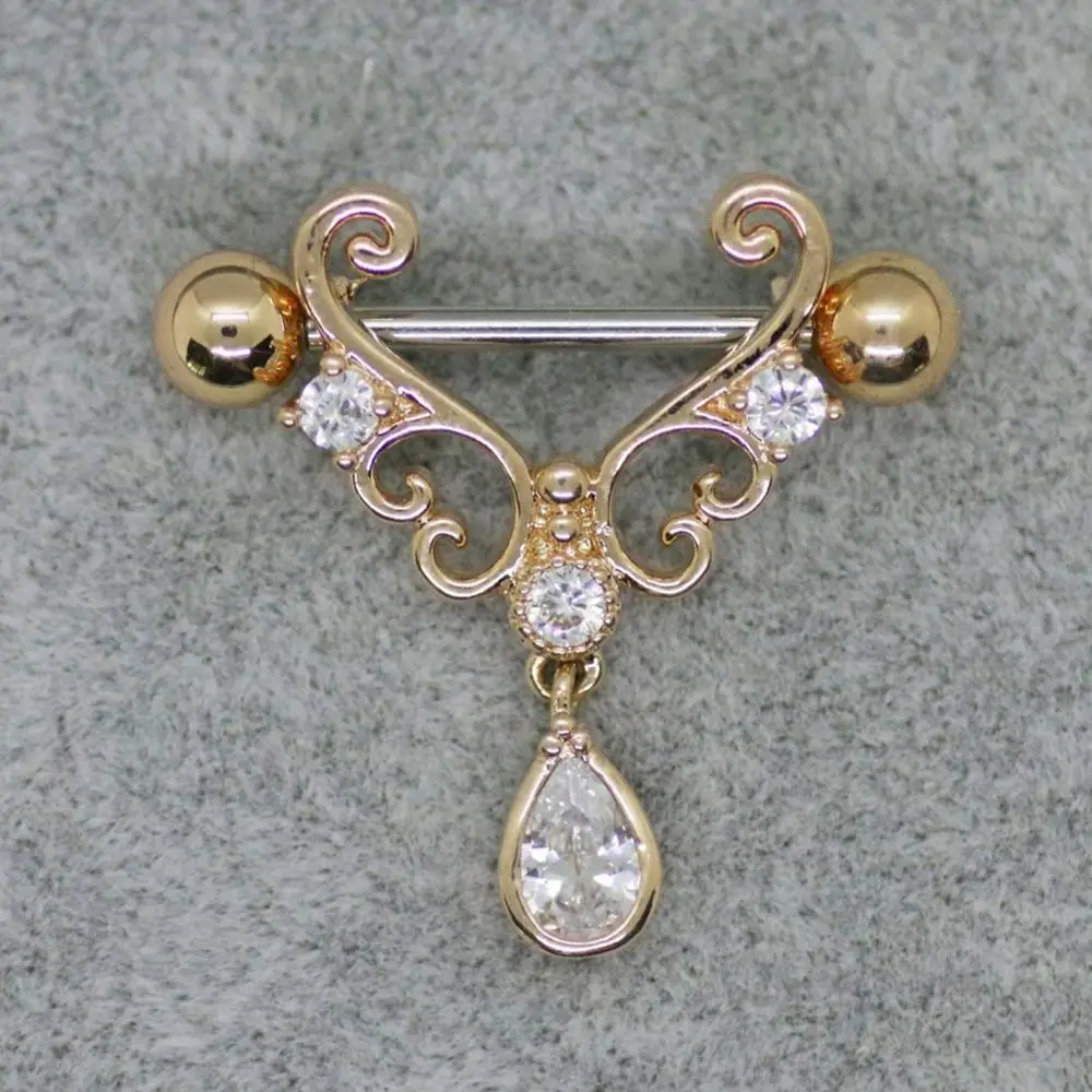 Кольцо для пирсинга груди с цирконом подвеска в форме слезы кольцо ювелирное