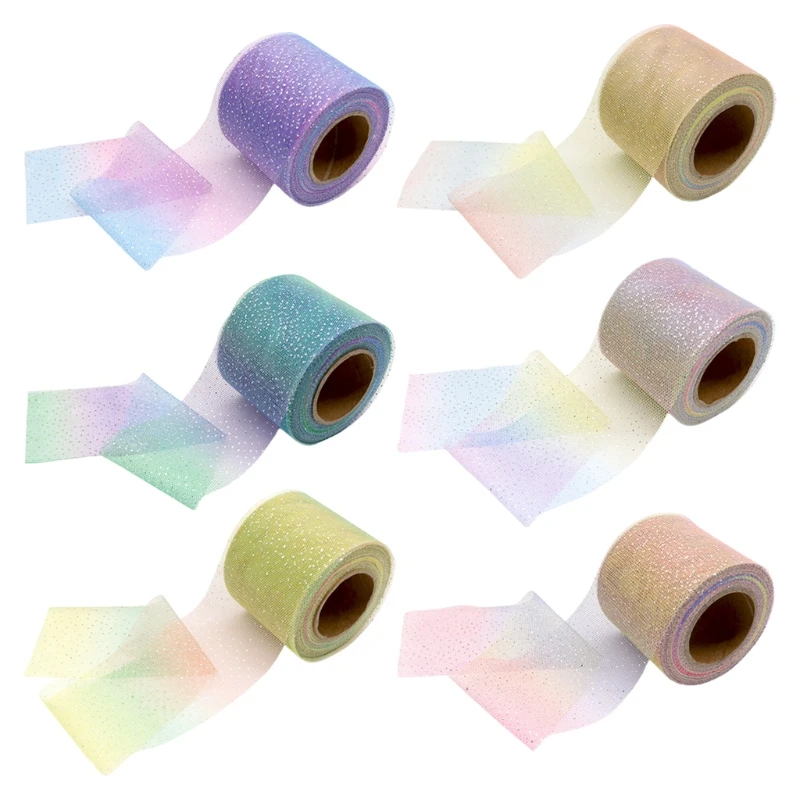 

Fairy Style Ornament 6inch 25Yards Gradient Tulle Roll Photo Background Home Decoration Supplies Children DIY Toy