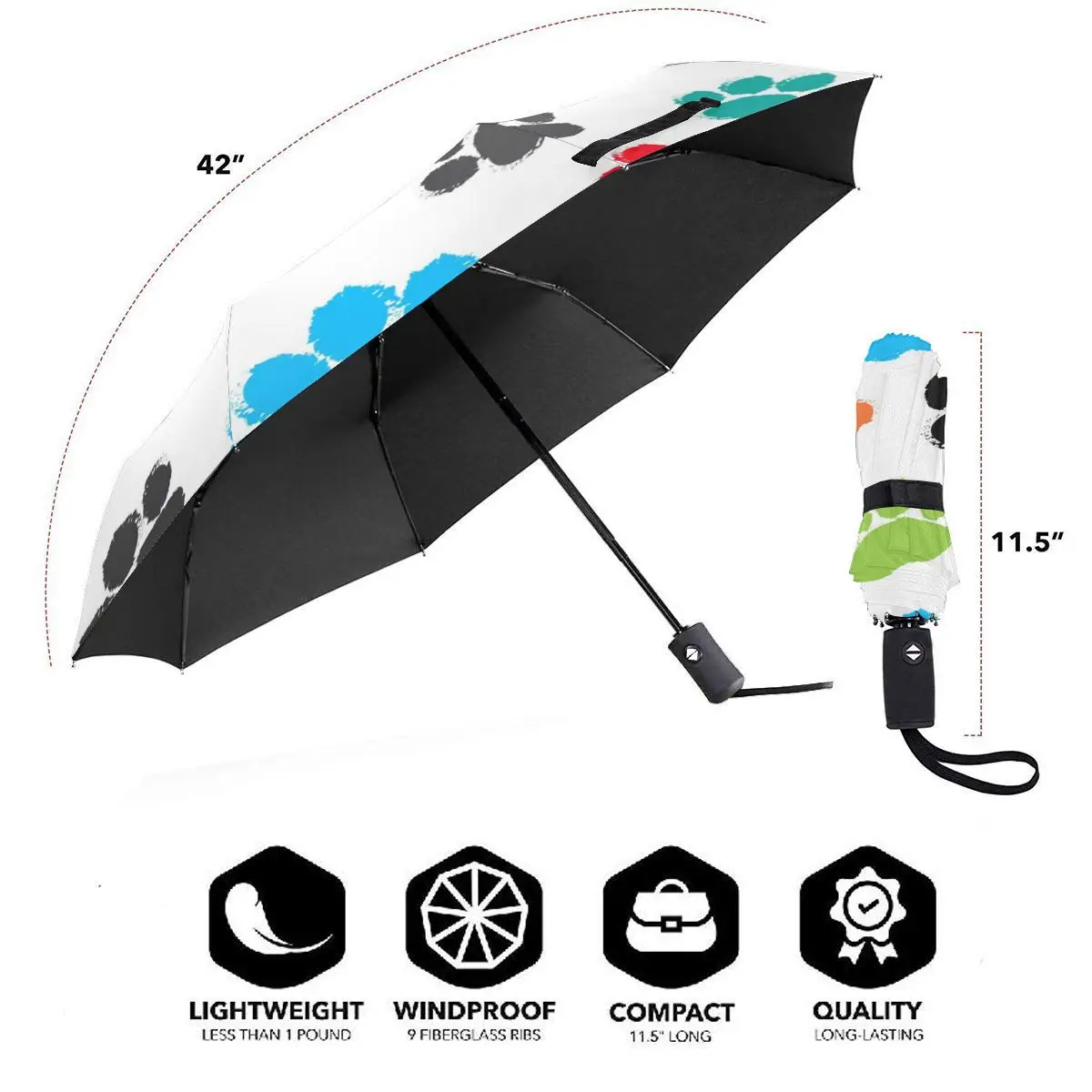 Wind Resistant Folding Automatic Umbrella Women Auto Colorful Animal Paw Windproof Umbrellas Rain For Men Parasol | Дом и сад