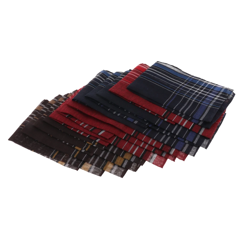 

12x Men Cotton Square Plaid Pattern Hanky Wedding Party Handkerchiefs