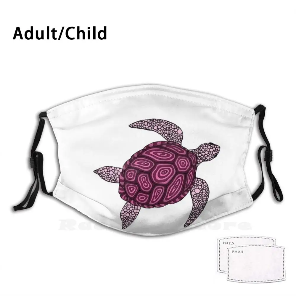 

Cute Trippy Psychedelic Artsy Turtle By Karen-Anne Geddes Funny Print Reusable Pm2.1465 Filter Face Mask Tortoise Animal