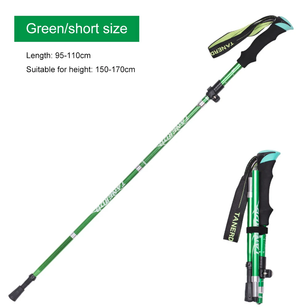 110cm green Vertvie открытый складной треккинговые палки Скандинавская трость для пеших прогулок АНТИШОК Регулируемый алюминиевый сплав альпеншток - Цвет: 110cm green