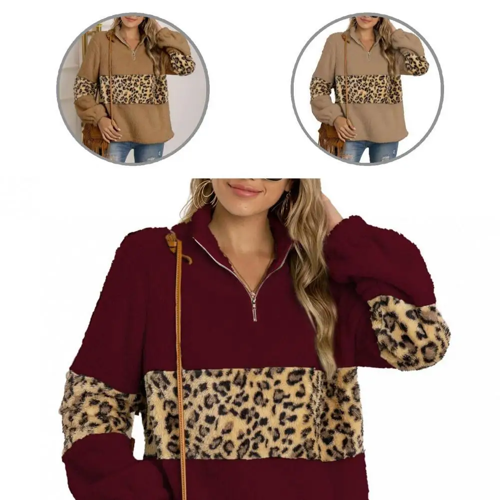 

Thick Autumn Winter Loose Plush Stand Collar All Match Coat for Daily Wear