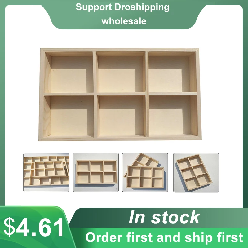 

Wooden 6-grid Pigment Storage Box Wooden Painting Stick Storage Container tools Storage Box Carry Case Container Bag