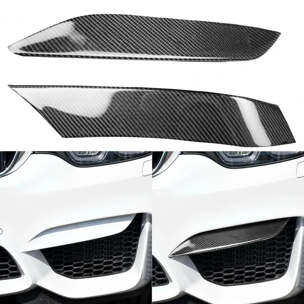 

2Pcs Front Bumper Cover Protective Self-adhesive Carbon Fiber Black Front Bumper Trim for BMW F80 M3 F82 F83 2014-2020