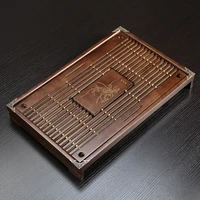 chinese wooden tea tray drainage water storage kung fu tea set drawer household tea board printed chinese tea storage tray zb50