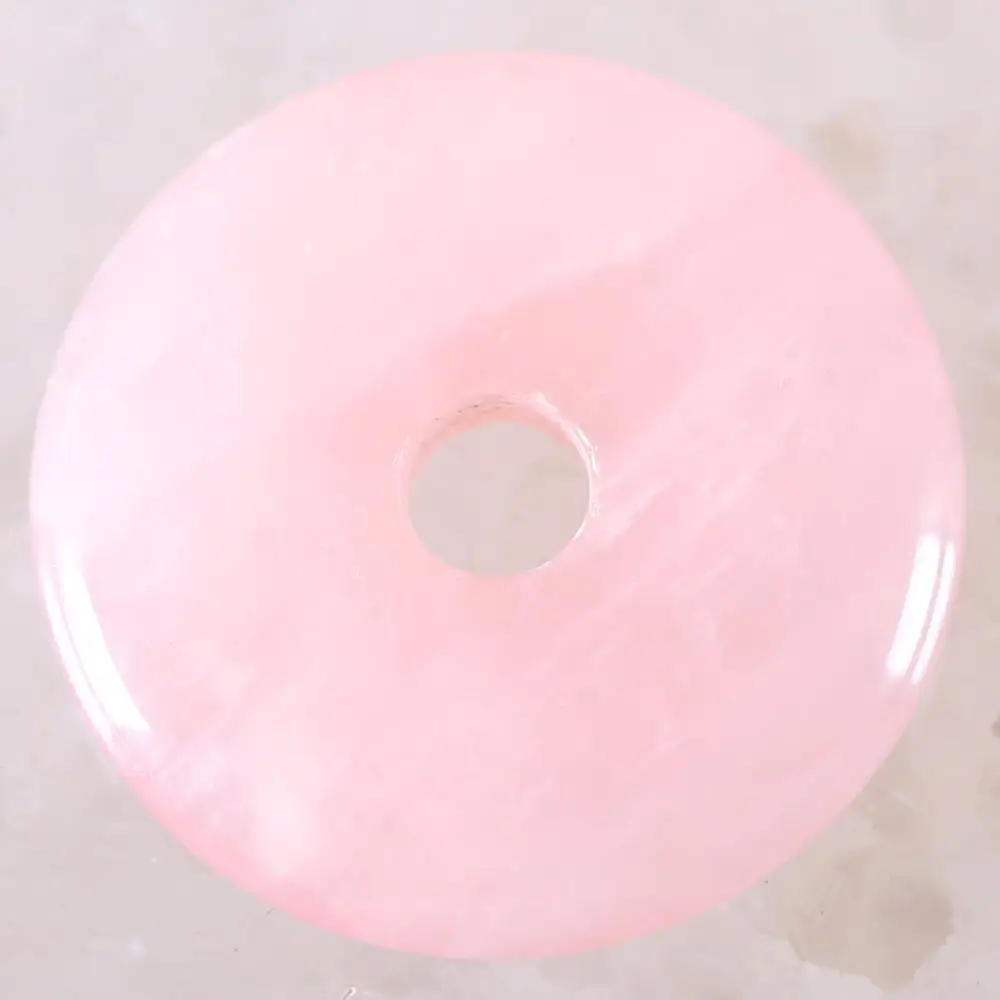Natural Stone Donut Necklace Pendant 30mm Round Circle Healing Pink Quartz Bead for Women Men Jewelry Gift 1Pcs K784 | Украшения и