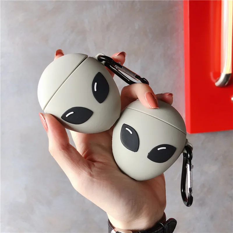 Мягкий силиконовый чехол для наушников Apple Airpods 1/2 с 3d-рисунком и пришельцами